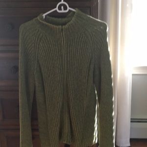 Green zip-up sweater